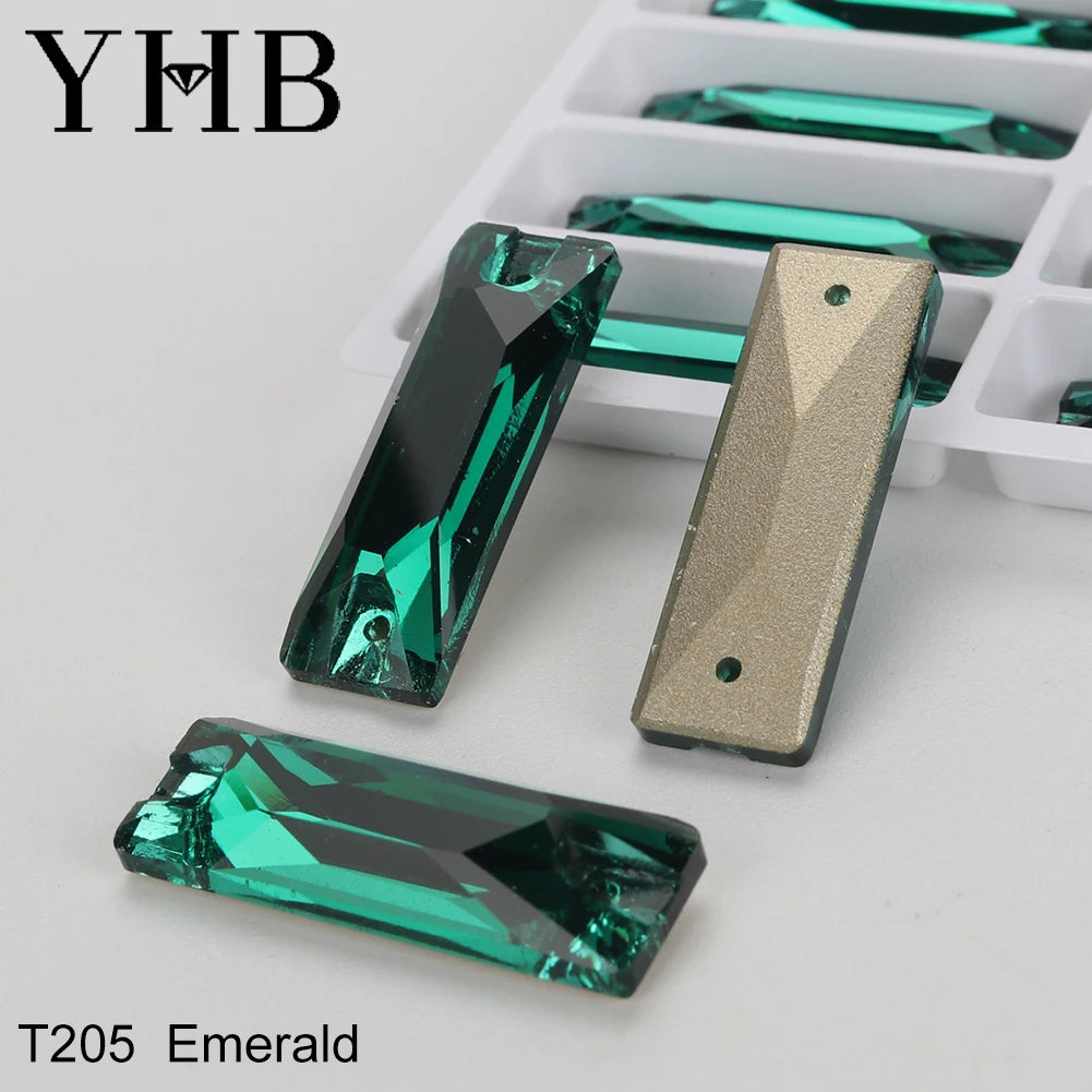 YHB Top Quality Cosmic Baguetee Glass Crystal AB Moonlight Sewing Stones Flatback Sew on Rhinestones For Garment Clothes Bags