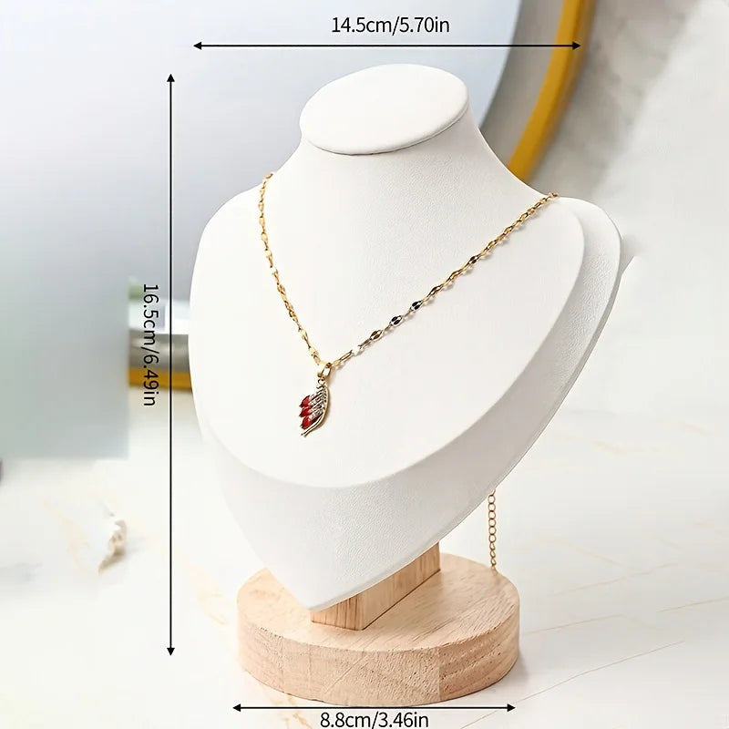 Multicolor Solid Wood Neck Bust Jewelry Display Stand, Necklace & Pendant Holder Organizer, Wooden Mannequin Display Rack for Je