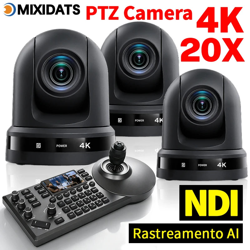 4K NDI camera 20x zoom AI tracking USB HDMI LAN and POE interfaces suitable for live streaming and business meetings in churches