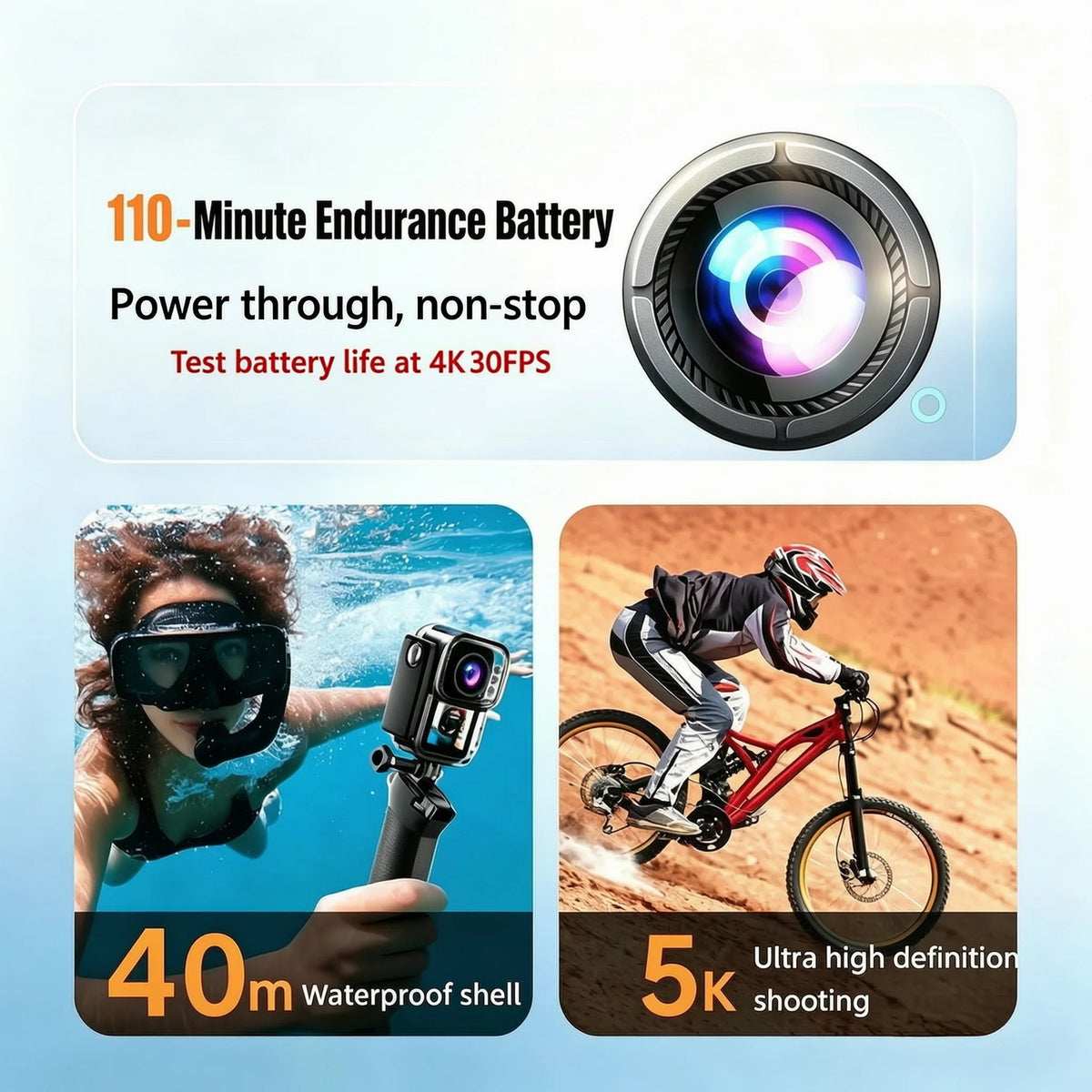 5K Mini Action Camera 4K 2.7K 60FPS Anti Shake Touch Waterproof Magnetic Pendant Body Cam Motorcycle Bike Outdoor Sport Record