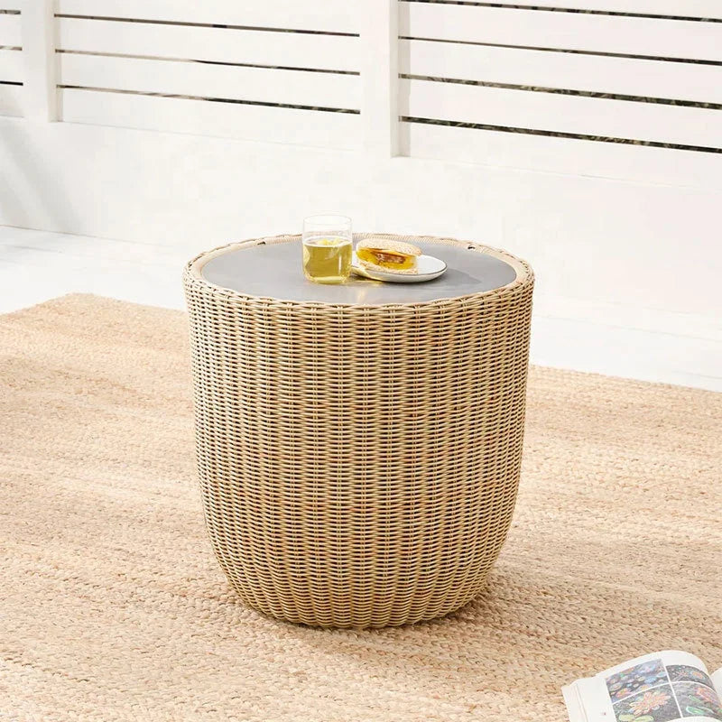 #Outdoor Wicker Furniture Set Dark Gray PE Rattan Cushions Hanging Egg Chair Round Side Table Weather Resistant Poolside Patio