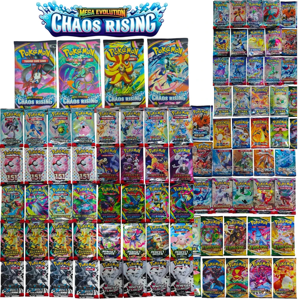 100PCS Pokémon TCG: Mega Evolution-Pitch Black Booster Display Box Prismatic 151 Evolutions English Battle Cards Game Cards
