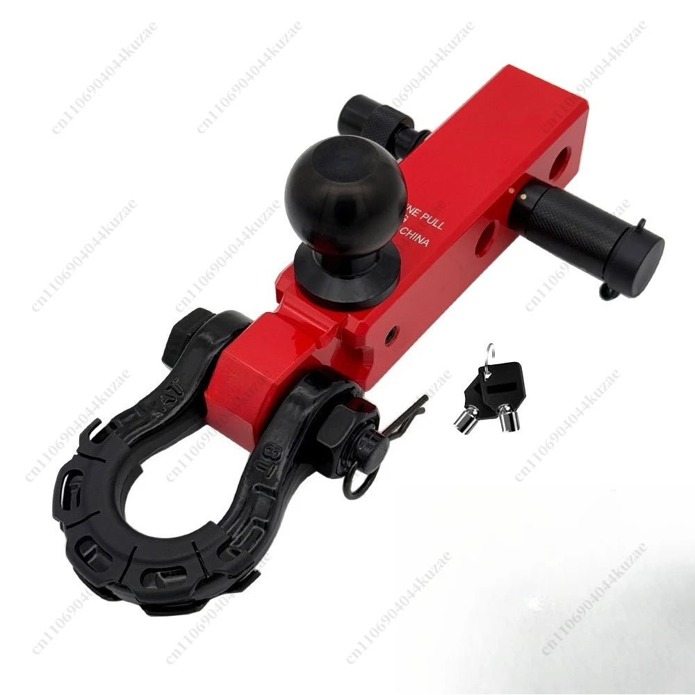 New Extended Off-Road Trailer Hitch with Ball Mount, Universal Square Receiver, High-Strength Solid Tow Hook