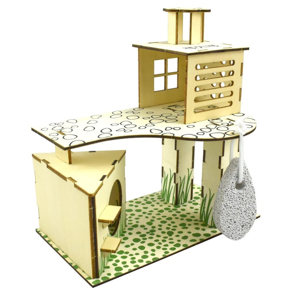 Hamster chamfer minipet toy tree nest ladder fence springboard platform building basic cage Villa