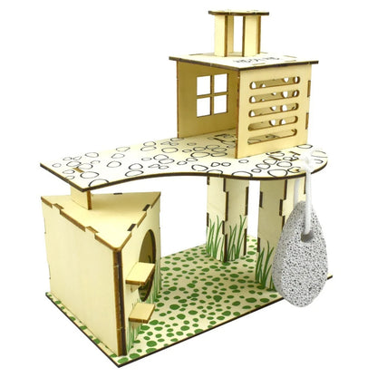 Hamster chamfer minipet toy tree nest ladder fence springboard platform building basic cage Villa