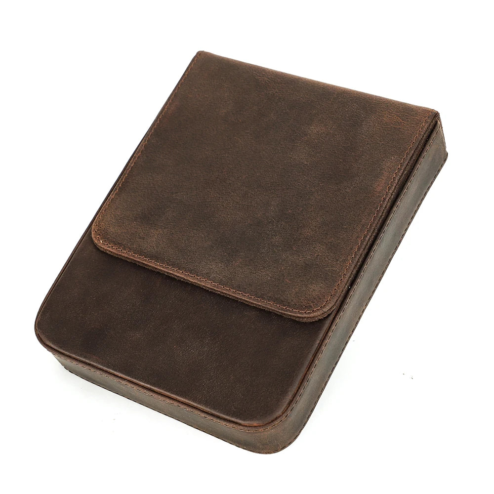 Luxury Genuine Leather 6 Slots Pen Case With Removable Pen Tray Holder Pencil Case Office School Supplies Pouch Creative Gift