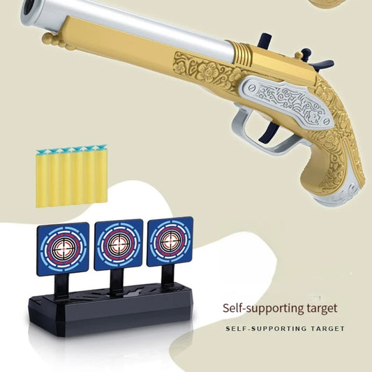 Pirate Guns Toy Soft Bullet Manual Toy Pistol Dart Blaster Launcher Foam Shooting Model Costume Party Props Birthday Gifts
