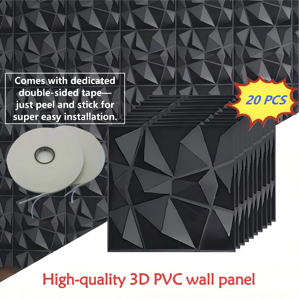 20PCS 3D Wall Panels 30x30cm Indoor Wall Decoration for Living Room Bedroom Hotel Office  Mural Tile-Panel-Mold 3D Wall Sticker