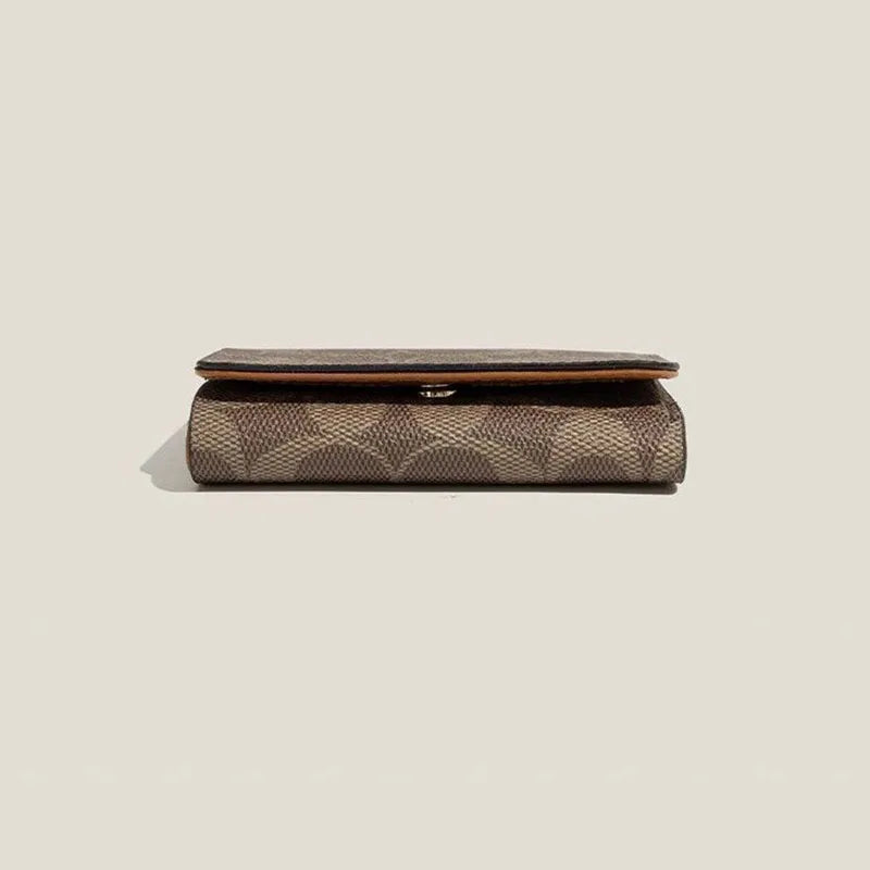 High quality three fold short wallet with PU leather buckle coin wallet, fashionable high-end men's and women's wallet