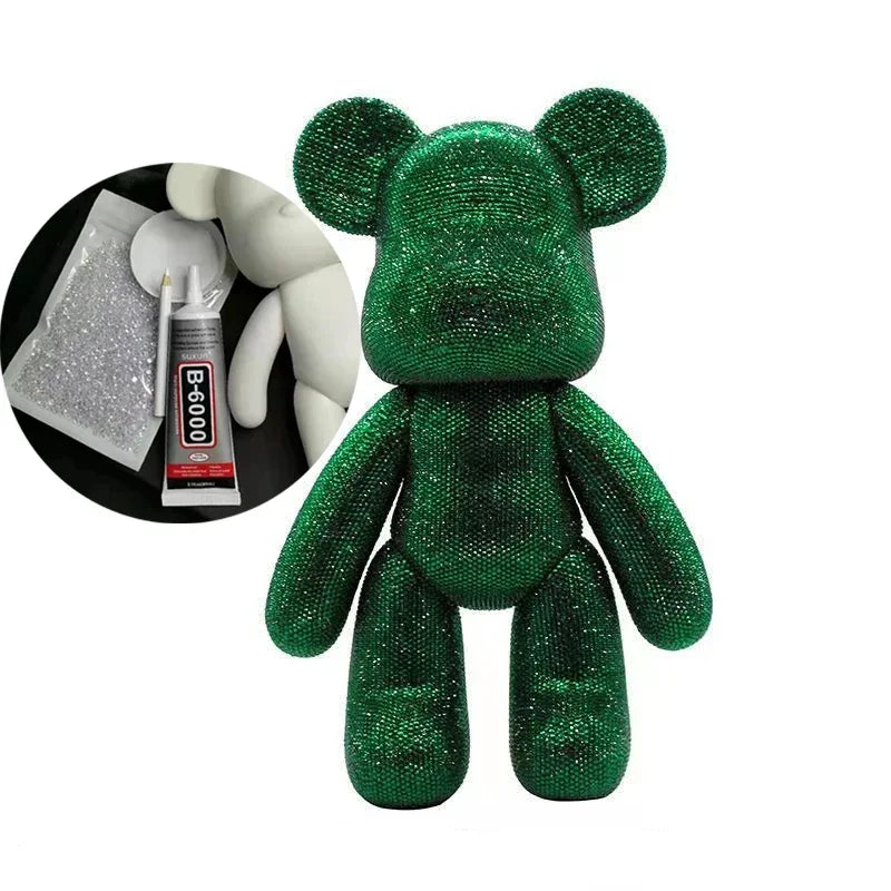 DIY Self-Adhesive Crystal Bear Figure Rhinestone Diamond Glitter Applique Bear Figurine Doll Toy Decoration Desk Accessories