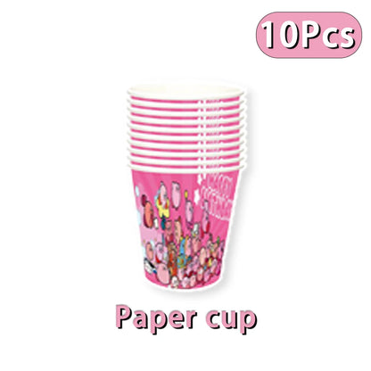 Hot kawaii Star Kirby Birthday Party cutlery plate Disposable Banner Cake Topper Hanging Flag Kirby‌ Balloon Birthday Decoration
