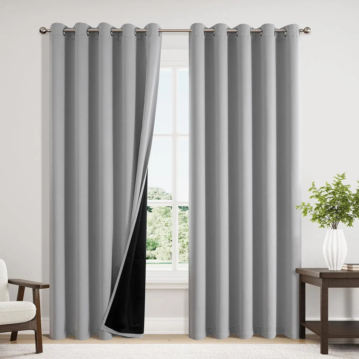 Blackout Curtains Eyelet 100% Light Blocking Thermal Insulated Curtains for Bedroom Living Room Darkening Drapes Door Curtains