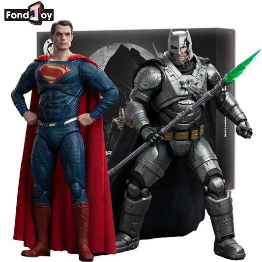 In Stock Fondjoy Batman VS Superman 1:9 Scale Action Figure Set DC Comics Movie Authentic Interchangeable Heads Boys Gifts Model