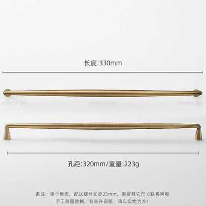 Light Luxury Brass Furniture Handles Retro Long Strip Cabinet Handles Round Door Drawer Knobs Kitchen Wardrobe Cupboard Pulls