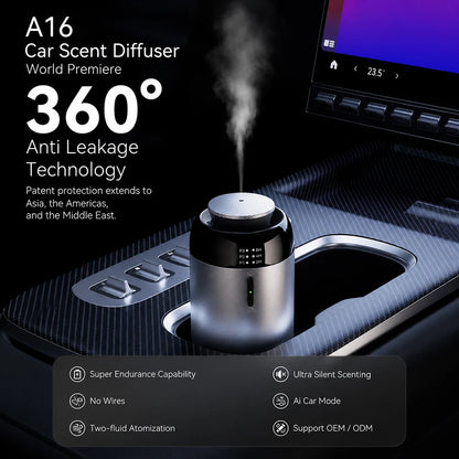 TEABLUM Aluminum Car Aroma Diffuser Smart Home Auto Oil Diffuser Type-C Rechargeable Leak Proof Fragrance Diffuser Holiday Gifts