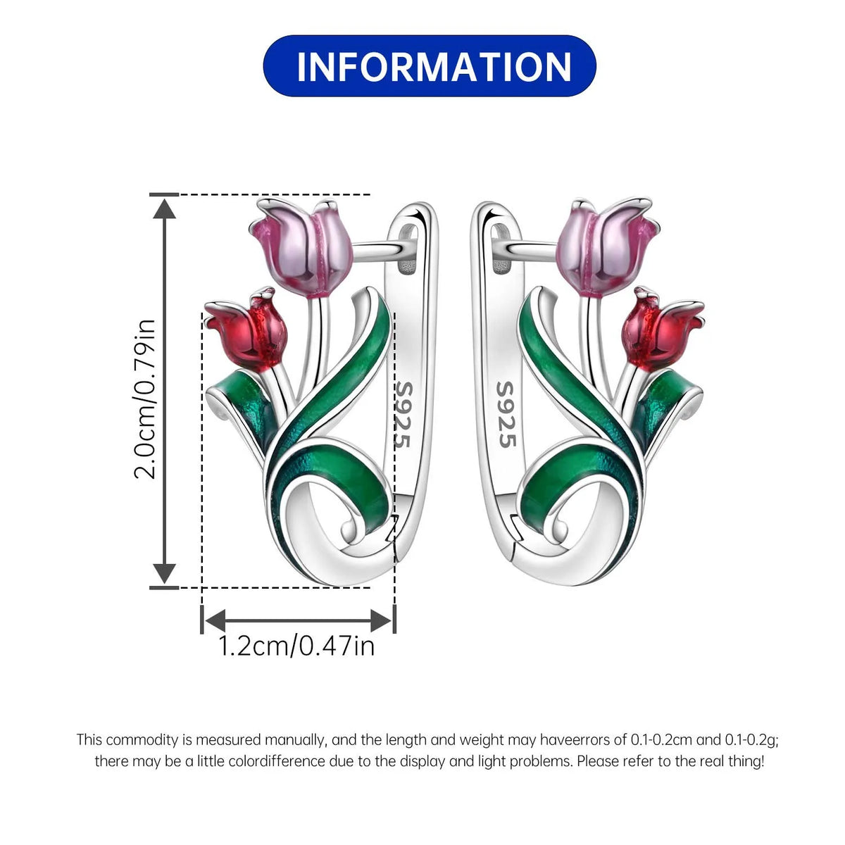 PANPOKI Original 925 Sterling Silver Beautiful Tulip Flower Earrings Women Hoop Earring Anniversary Jewelry Trendy Gifts