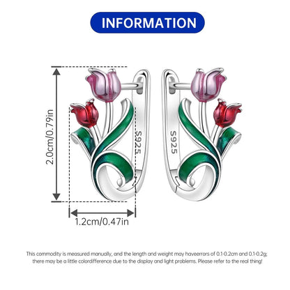 PANPOKI Original 925 Sterling Silver Beautiful Tulip Flower Earrings Women Hoop Earring Anniversary Jewelry Trendy Gifts