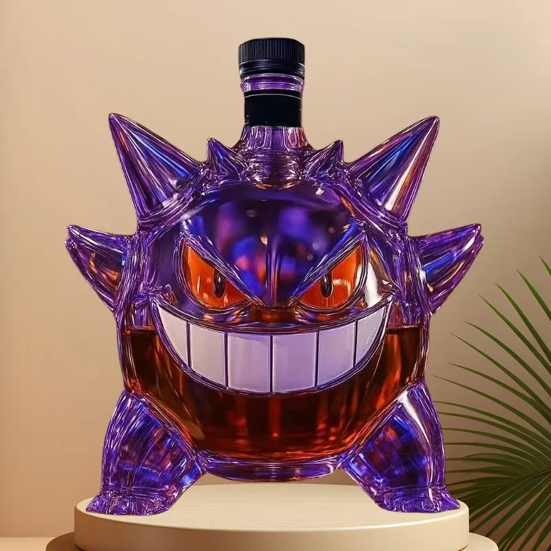 Empty Gengar Crown Royal Whiskey Glass Bottle Cup Portable Handheld Photography Prop Holiday Gift for Collectors
