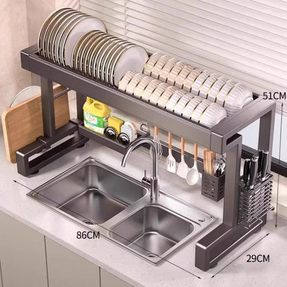 New Dish Drying Rack Kitchen Over The Sink Dish Drain Rack Utensil Holder Sink Stainless Steel Matt Black