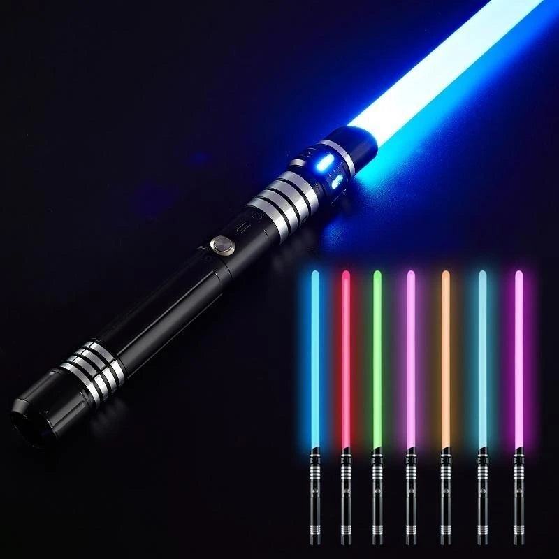 RGB Metal Lightsaber Dueling Smooth Swing Sword Sabre De Luz 7  Color Changing With Sounds  Flashing Toy