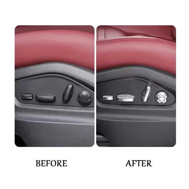 For Porsche Panamera 971 Cayenne 911 992 92A Taycan Y1A 2022-2025 Car 14 18 Way Seat Adjustment Button Cover Sequin Trim Sticker