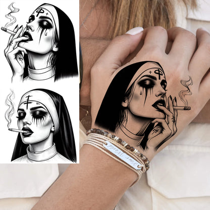 1 Sheets Chicano Prison Gangster Temporary Tattoos For Women Men Adults Fake Tattoo Sticker Water Transfer Self Adhesive Arm Leg