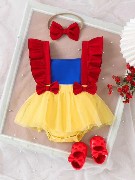 2pcs Summer New Style Sweet and Cute Girl Baby 0-1 Years Old One-Piece Mesh Dress