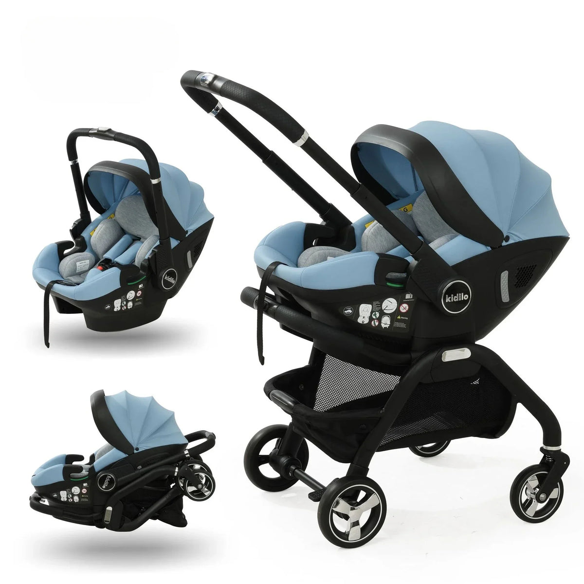 3-in-1 Baby Stroller, Baby Safety Seat, Newborn Sleeping Basket, Portable with 5 Color Choices Suitable for Ages 0-3