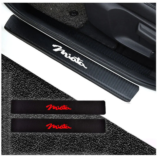 For  Mazda Miata Door Threshold Plate Car Door Sill Step Plate Carbon Fiber Pu leather Car-Styling