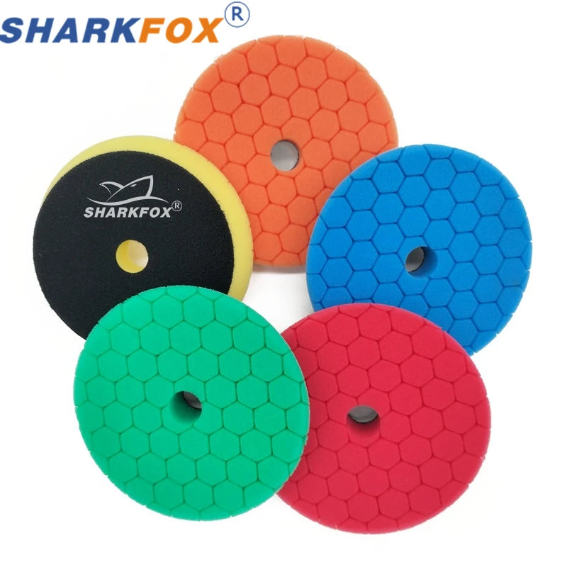 Sharkfox Polishing Pads 5/6 Inch Germany Foam Buff Sponge Pads Auto Car Buffing Pad Set for DA/RO Polisher Buffer Tools
