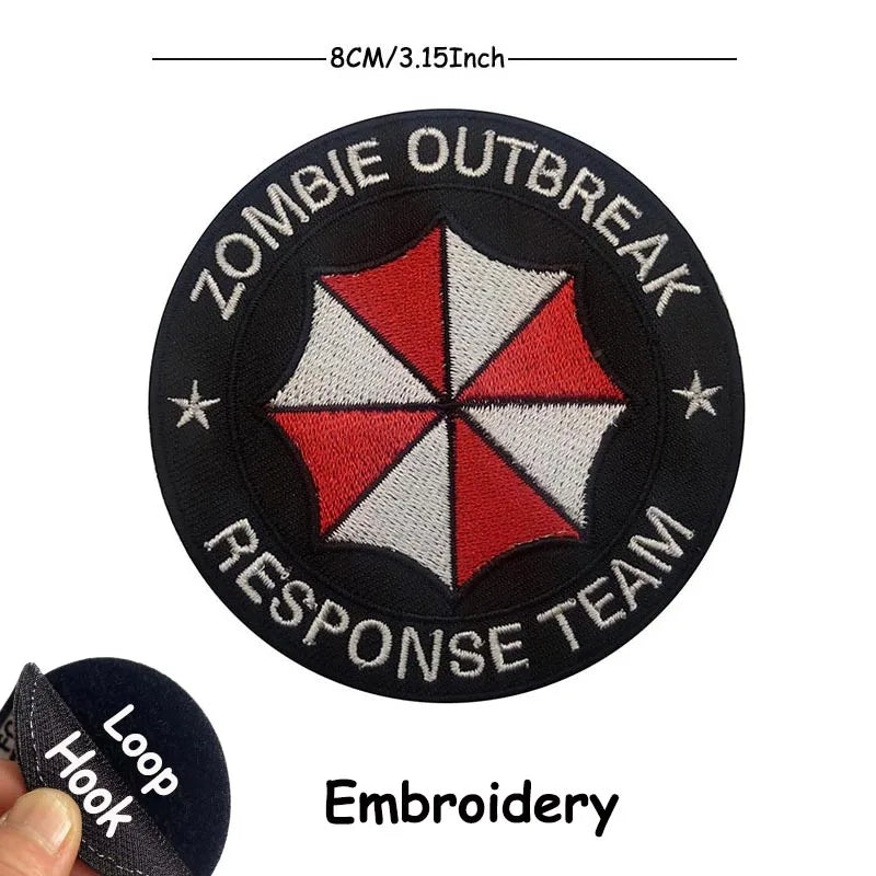 1PC,2PCS/ Umbrella Corporation PVC Rubber Morale Emblem,Biohazard Insignia Applique Embroidered patches,Tactical Backpack Badges