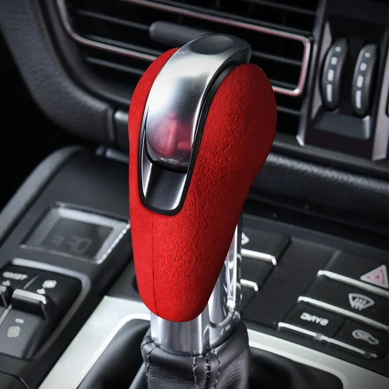 Car Gear Shift Knob Top Suede Wrap Trim Cover for Porsche Macan 95B Panamera 970 718 911 Interior Sticker Accessories