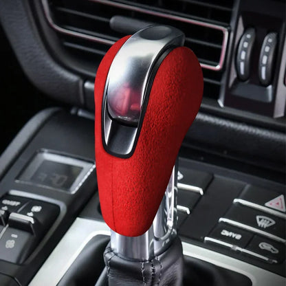 Car Gear Shift Knob Top Suede Wrap Trim Cover for Porsche Macan 95B Panamera 970 718 911 Interior Sticker Accessories