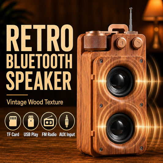 Retro Bluetooth Speaker, Portable Vintage Radio Speaker, Classic Style for Decor/Gift Strong Bass Enhancement, AUX/TF Card & MP3