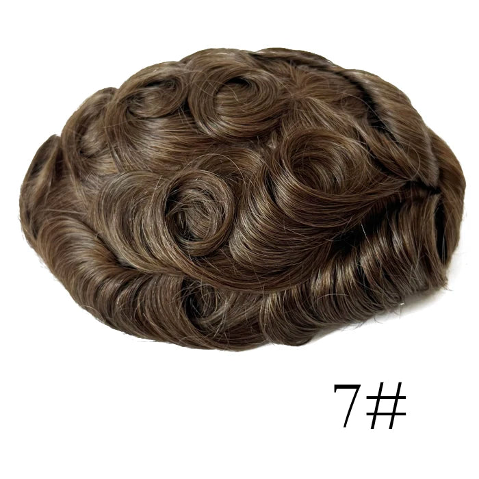 0.08mm Thickness PU Poly Base Double Knotted Toupee Human Hair Durable Time Long Lifespan Men's Capillary Prothesis