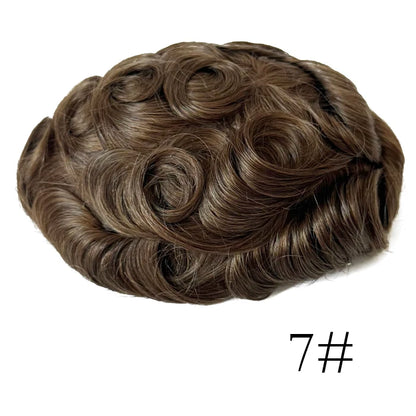 0.08mm Thickness PU Poly Base Double Knotted Toupee Human Hair Durable Time Long Lifespan Men's Capillary Prothesis