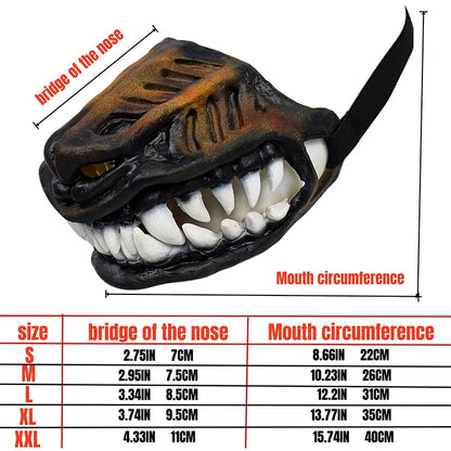 Halloween Scary Dog Latex Muzzle Costume Mask Movable Fake Horror Teeth Breathable Non‑Restrictive Pet Muzzle Cosplay Accessory