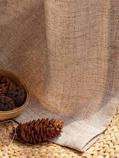 Japanese cotton and linen textured natural wood and linen gauze sling curtains bedroom, living room, balcony gauze curtains
