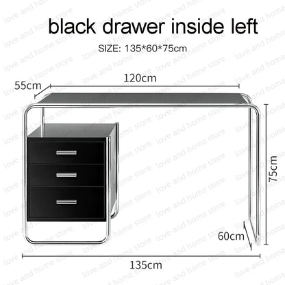 Bauhaus Stainless Steel Desk Compact Tubular Steel MDF with Drawer Compute Desk Office Desk