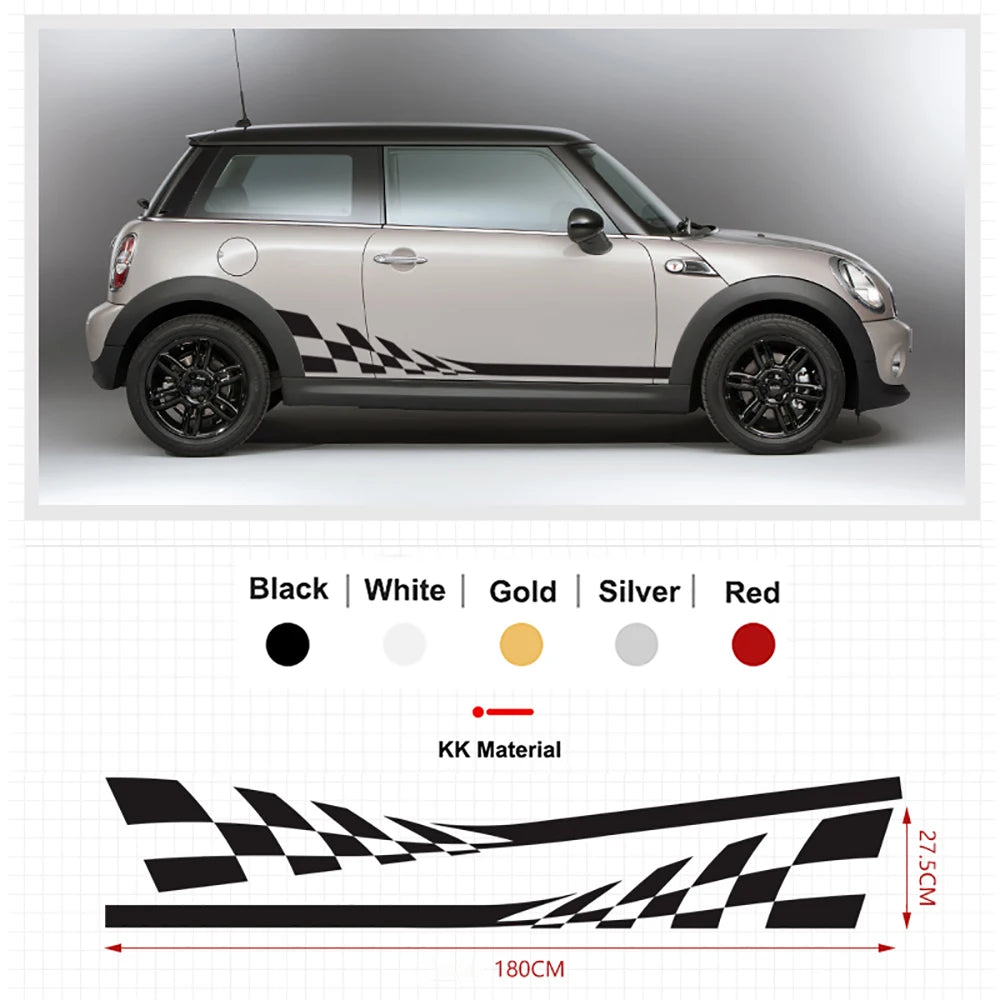 2Pcs Car Side Door Body Waist Skirt Decal Stickers Trim For MINI Cooper ClubmanF54 F55 F60 R55 R56 R60  Countryman Accessories
