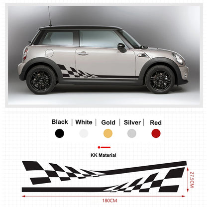 2Pcs Car Side Door Body Waist Skirt Decal Stickers Trim For MINI Cooper ClubmanF54 F55 F60 R55 R56 R60  Countryman Accessories