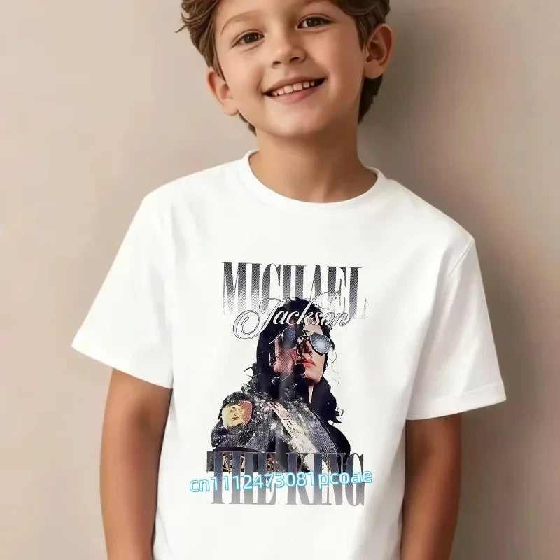 King of Pop Michael Jackson Children T-Shirt Cartoon Cotton Tops Kid Boy Girl MJ Tee Shirts Casual Clothes Birthday Gift 2026