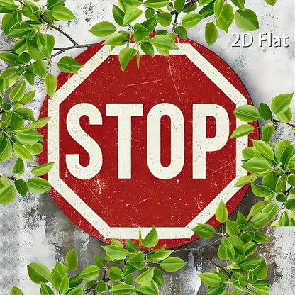 Vintage Distressed Stop Sign 2D Flat High Definition Metal Wall Art Sign Rustic Embossed Iron Painting Classic Road Traffic Warn