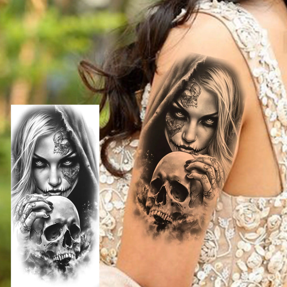 1 Sheets Chicano Prison Gangster Temporary Tattoos For Women Men Adults Fake Tattoo Sticker Water Transfer Self Adhesive Arm Leg