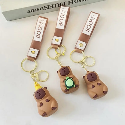 Creative Cute Capybara Keychains For Car Keychain Anime Cartoon Capibala Pendant  Women Doll Keyring Charm Holiday Gifts Jewelry