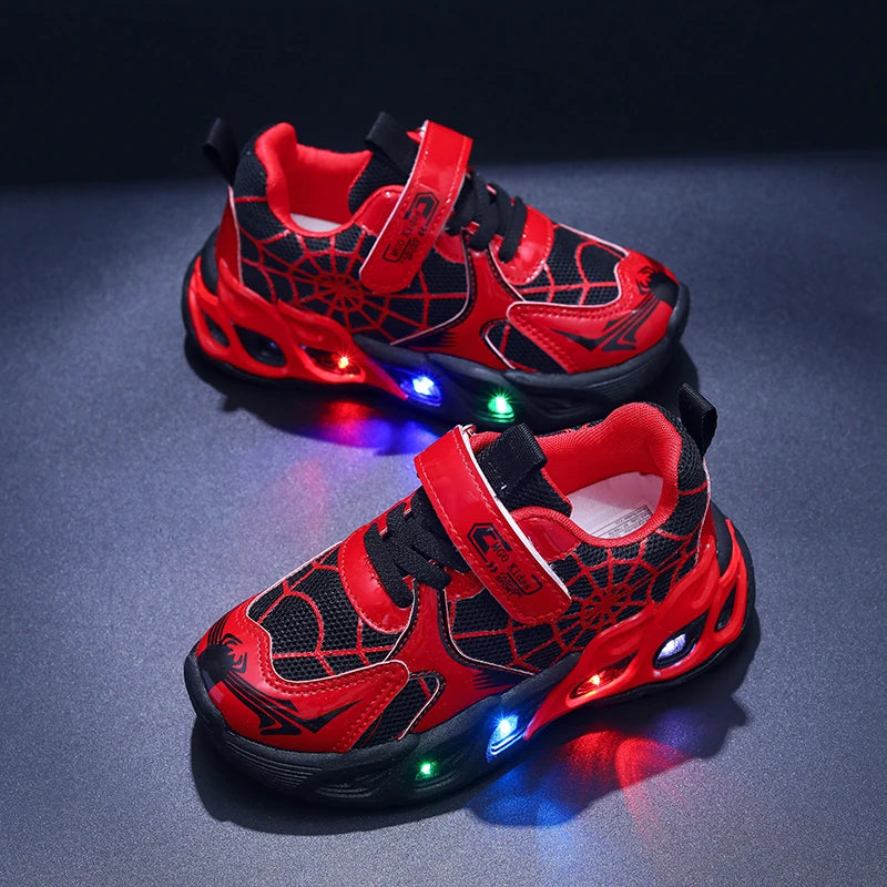 1-9-Year-Old Boys and Girls Breathable Mesh Sneakers in Spring and Autumn, MGO Youngsters LED Luminous Sneakers-Motion-Sensing F