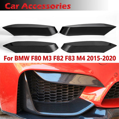 Rhyming Front Bumper Spoiler Splitter Lip Carbon Fiber Look/Glossy Black Air Vent Frame Trim For BMW F80 M3 F82 F83 M4 2015-2020