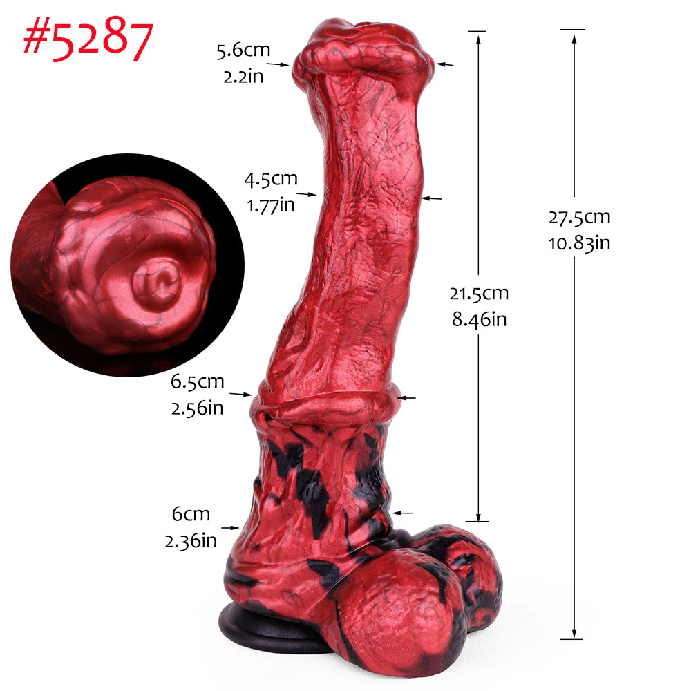 FAAK Colorful Silicone Ribbed Fantasy Horse Knot Dildo with Suction Cup Anal Sex Toys Soft Girthy Huge Fake Penis for Women