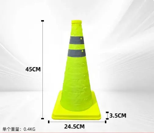 Telescopic Road Cone Fluorescent Green Reflective Cone Sign Parking Car Emergency Light Warning Barrier Foldable Cone Tube