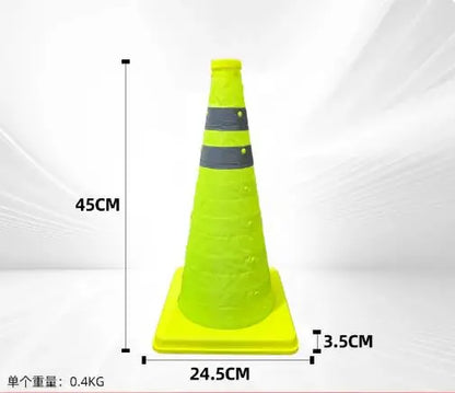 Telescopic Road Cone Fluorescent Green Reflective Cone Sign Parking Car Emergency Light Warning Barrier Foldable Cone Tube